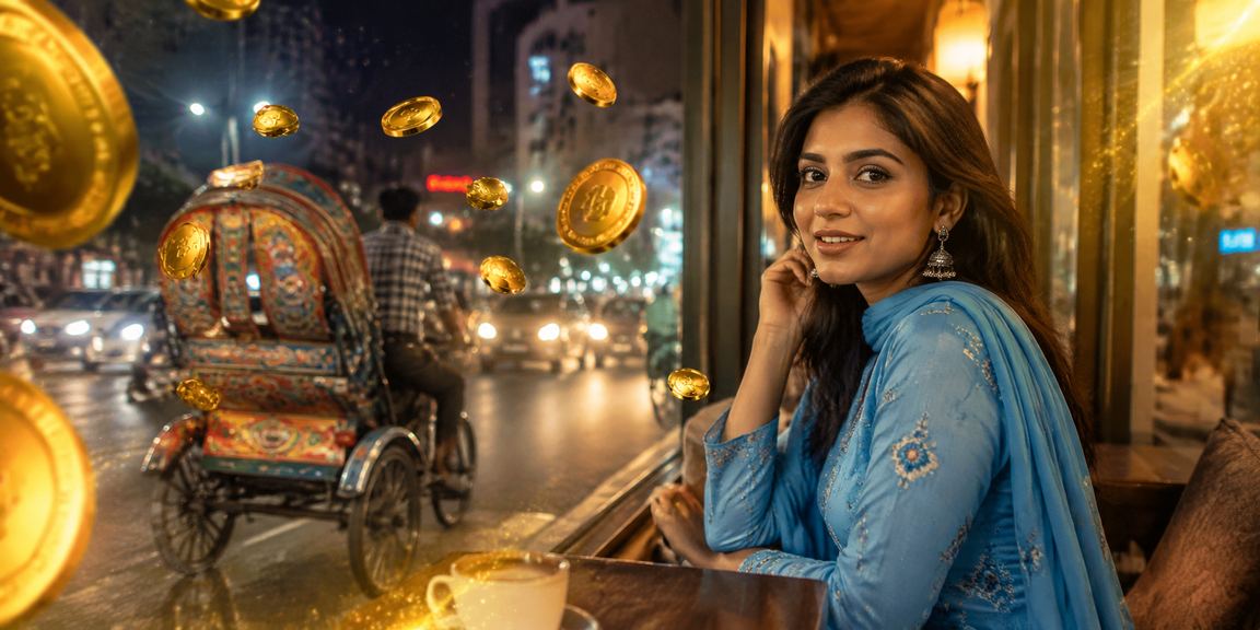 ঢাকার একজন ব্যবহারকারী সালোয়ার কামিজে মোবাইলে ds2 বিনোদন ক্যাসিনো ব্যবহার করছেন